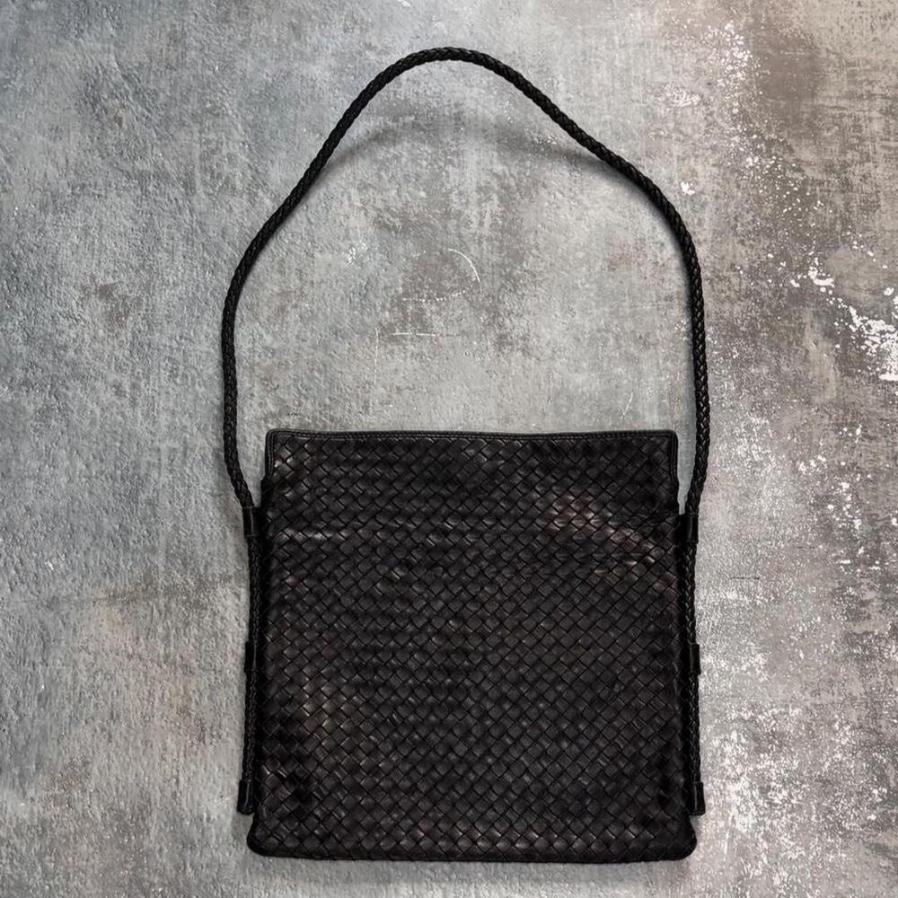 Vintage Creation Lusset Black Woven Crossbody Bag! Intrecciato Weave